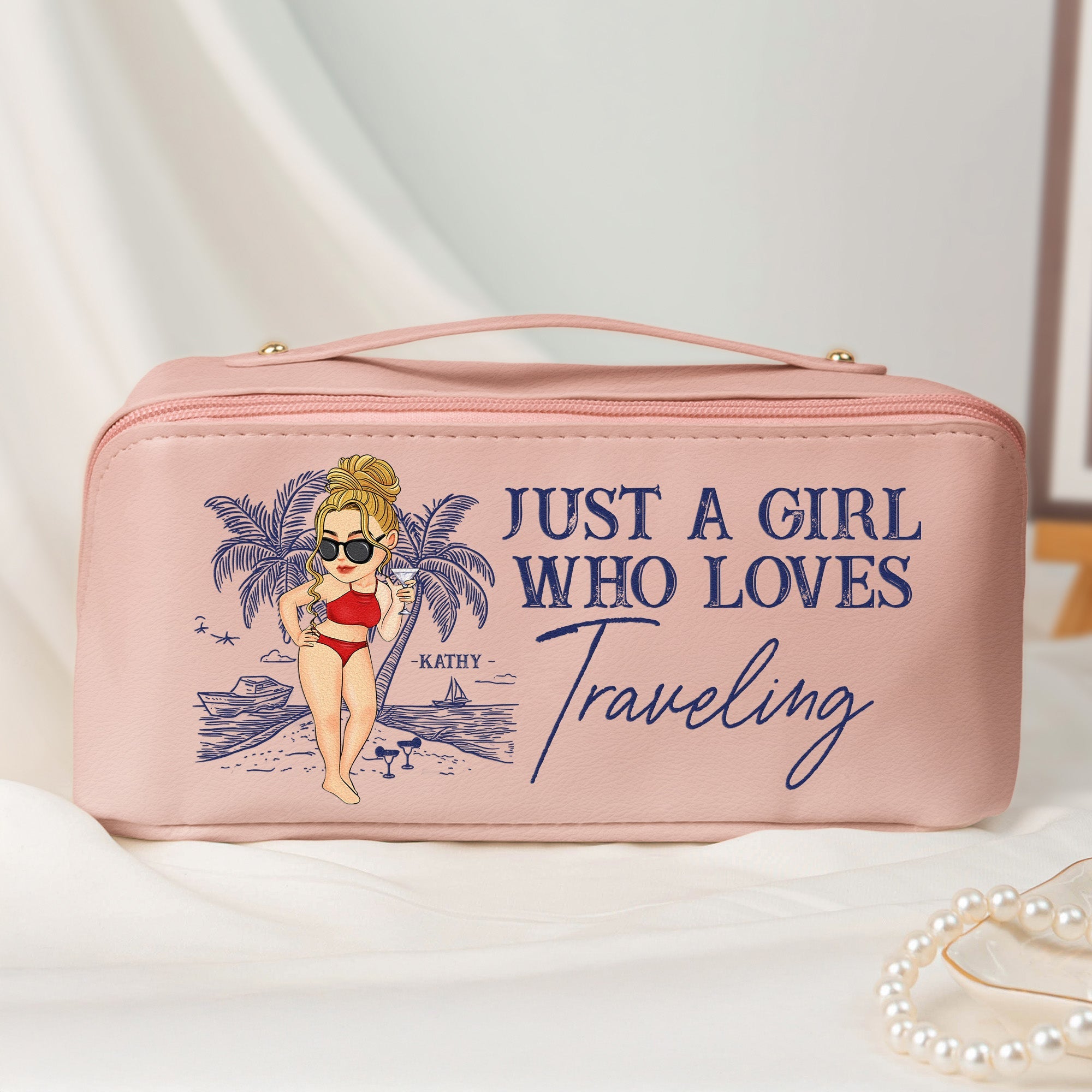 Just A Girl Who Loves Traveling - Personalized Makeup Bag