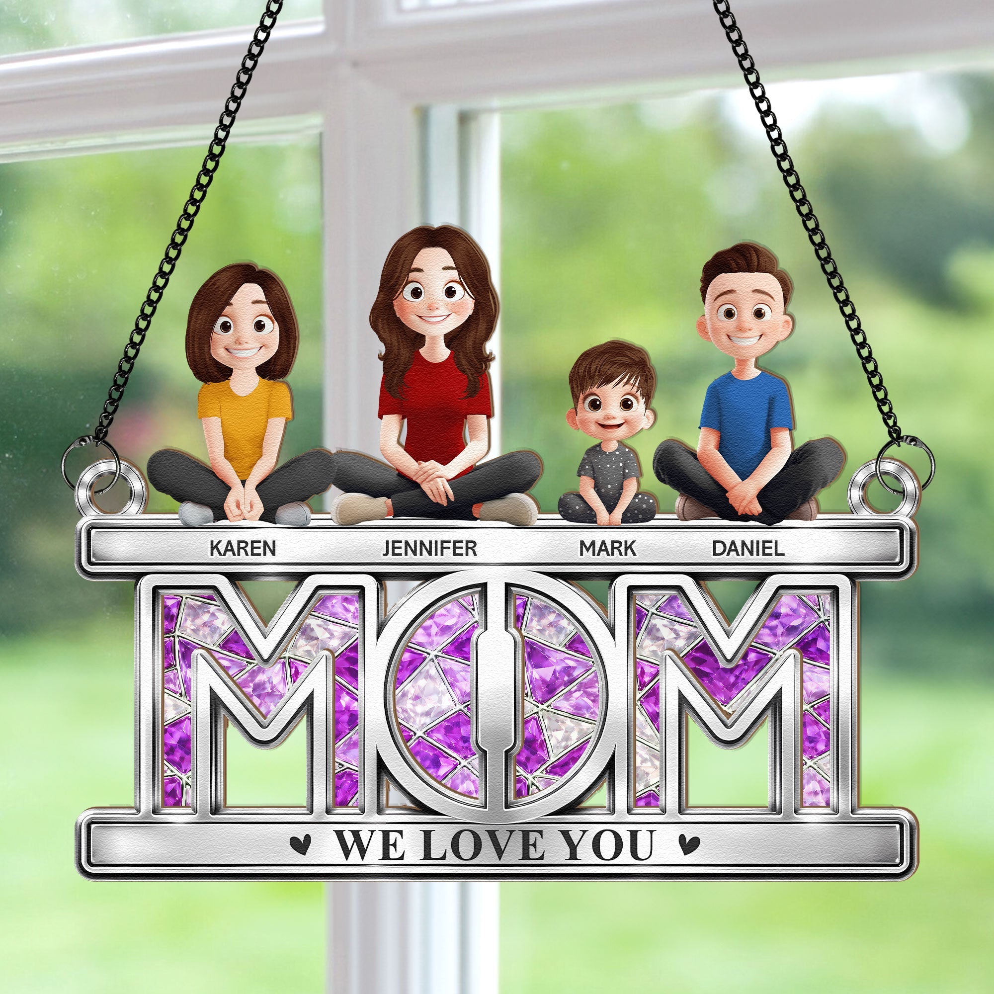 Mother's Day Gifts, Mom We Love You - Personalized Window Hanging Suncatcher