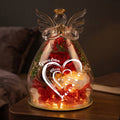 Mother's Day Gifts, Mom Grandma Hearts Custom Kids' Names - Personalized Flower In Glass Angel Figurines