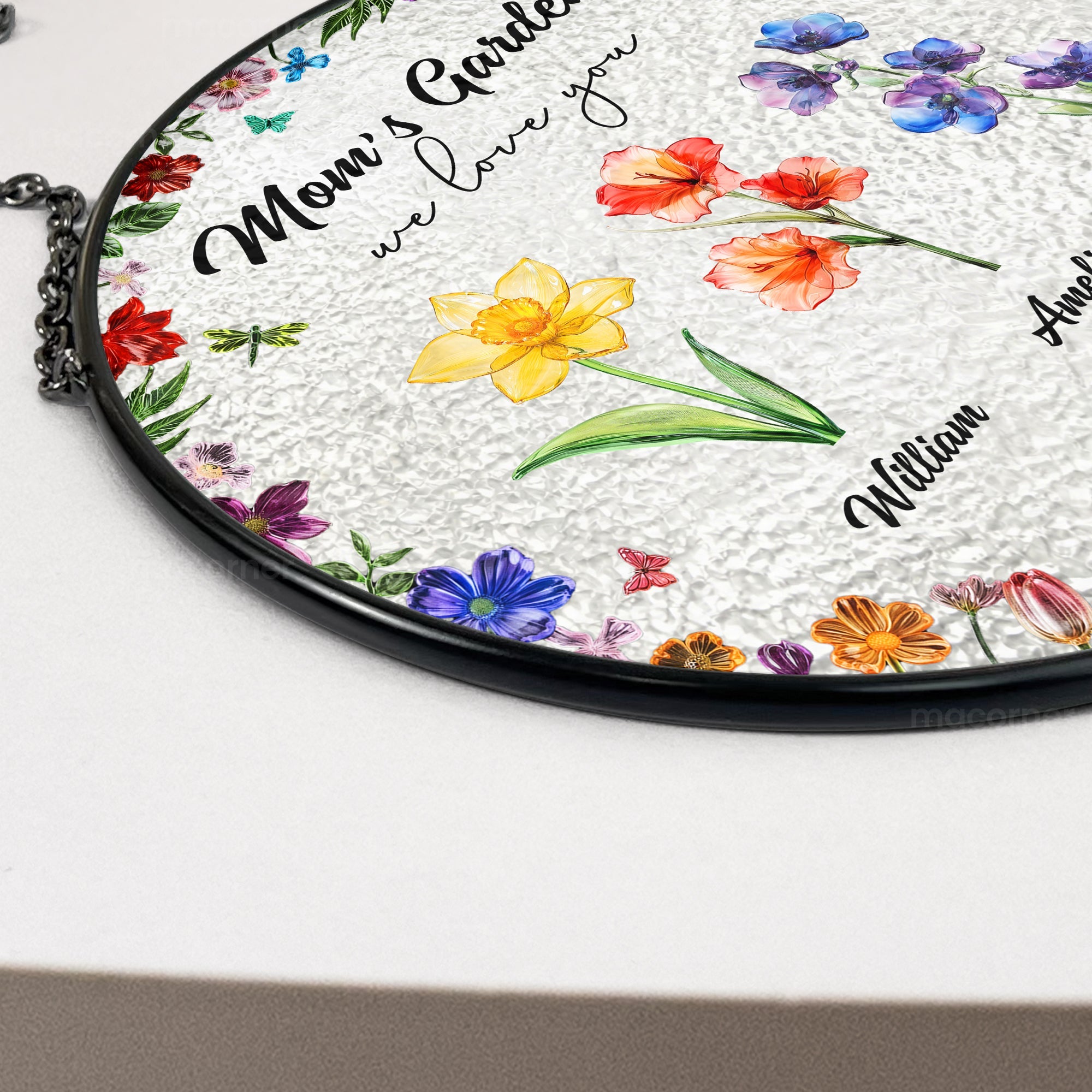 Mother's Day Gifts, Mom's Garden We Love You Custom Birth Flowers - Personalized Window Hanging Suncatcher