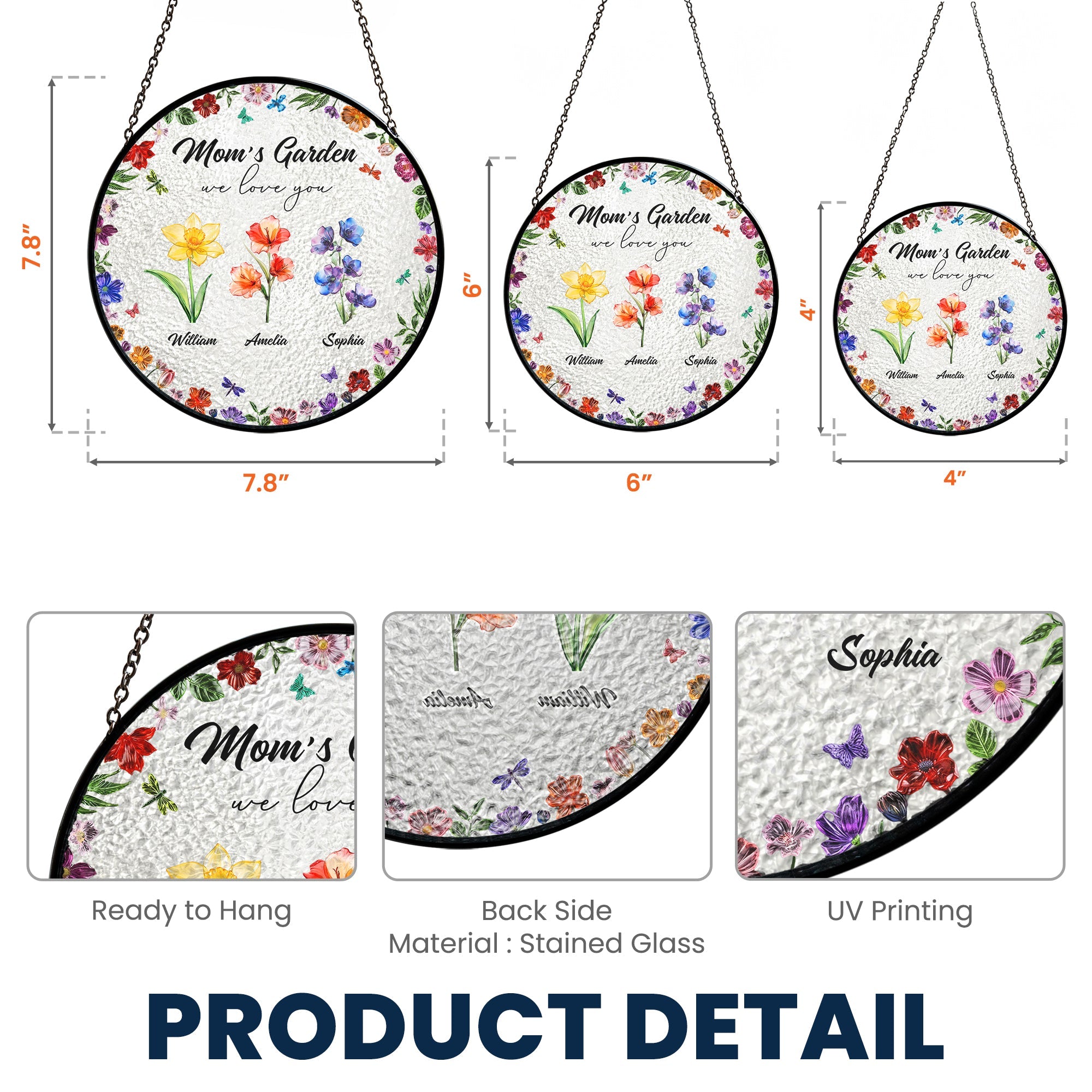 Mother's Day Gifts, Mom's Garden We Love You Custom Birth Flowers - Personalized Window Hanging Suncatcher