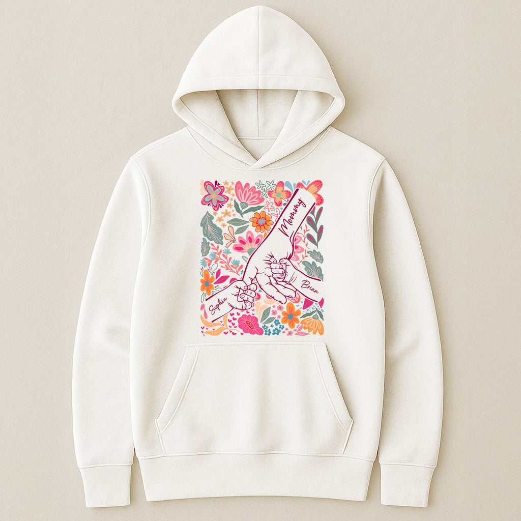 Mother's Day Gifts, Mother & Children Holding Hands Floral Shirt Gift For Mom, Wife, Grandma - Personalized Shirt