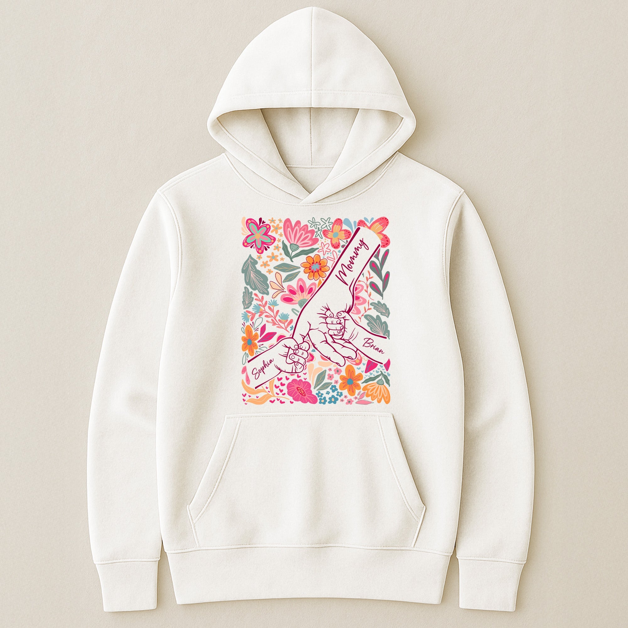 Mother's Day Gifts, Mother & Children Holding Hands Floral Shirt Gift For Mom, Wife, Grandma - Personalized Shirt