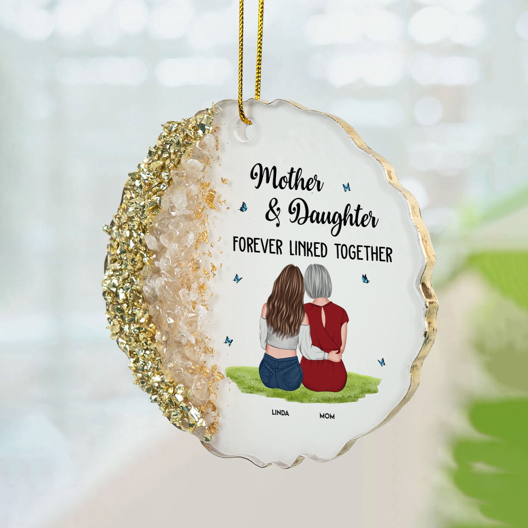 Mother's Day Gifts, Mother & Daughter Forever Linked Together - Personalized Resin Ornament
