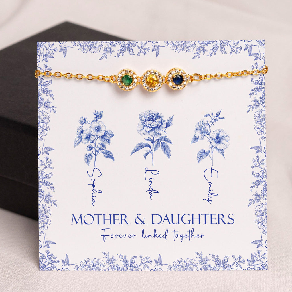 Mother's Day Gifts, Mother & Daughters Forever Linked Together - Personalized Bracelet