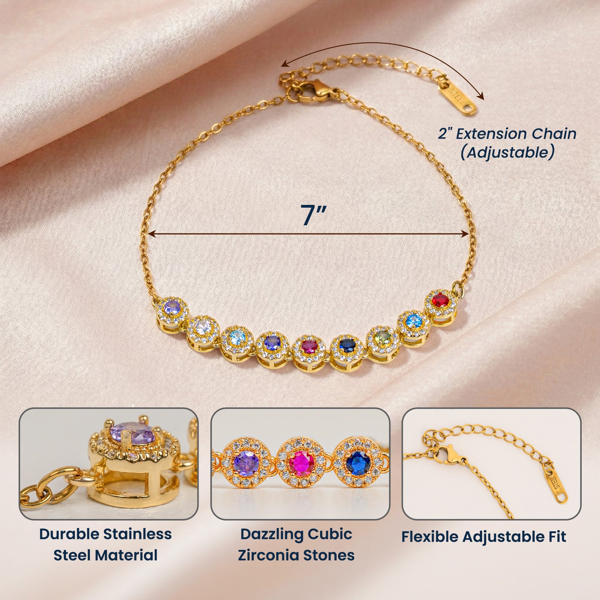 Mother's Day Gifts, Mother & Daughters Forever Linked Together - Personalized Bracelet
