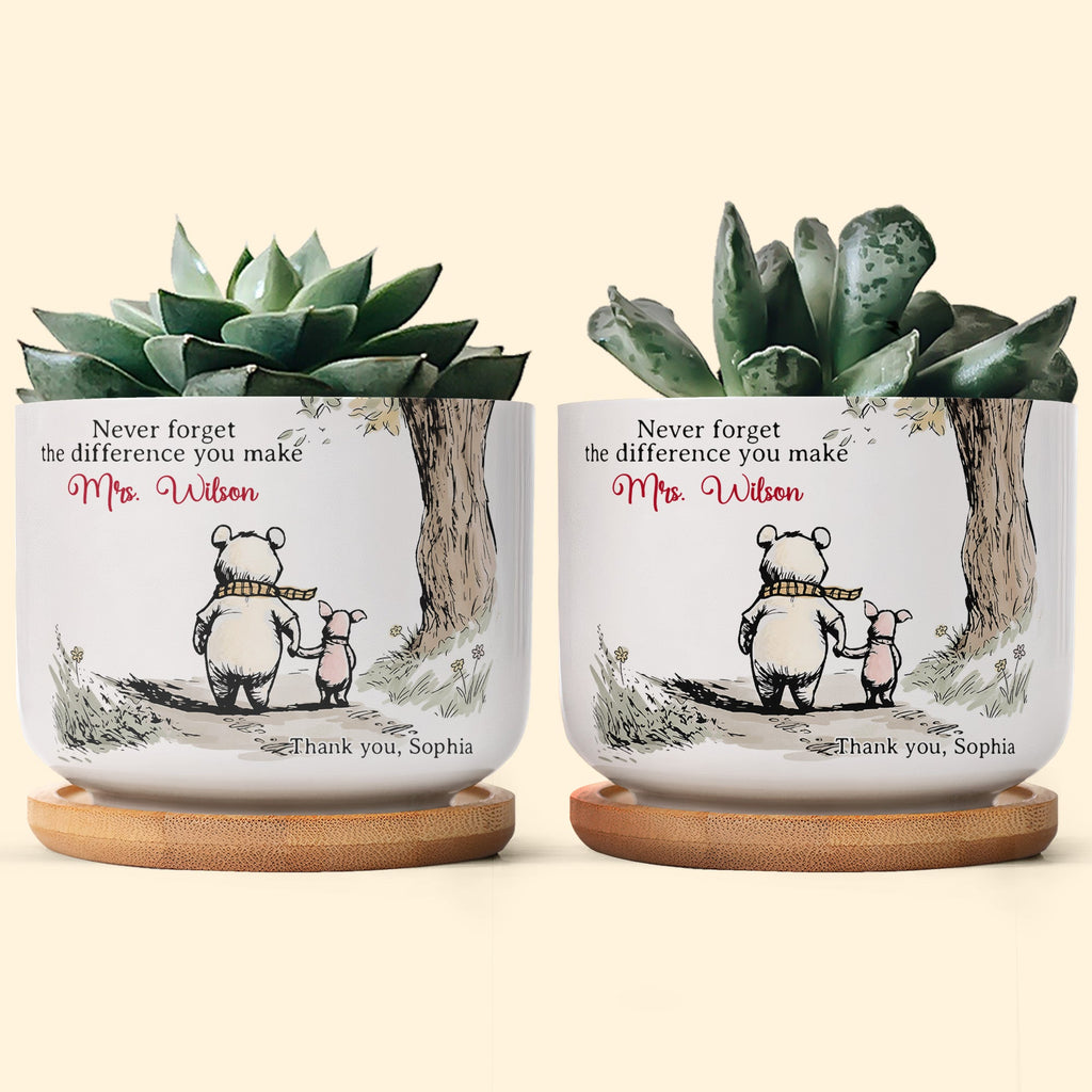 Never Forget The Difference You Make Thank You Teacher - Personalized Plant Pot