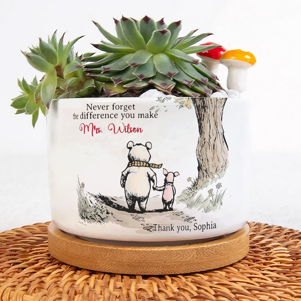 Never Forget The Difference You Make Thank You Teacher - Personalized Plant Pot