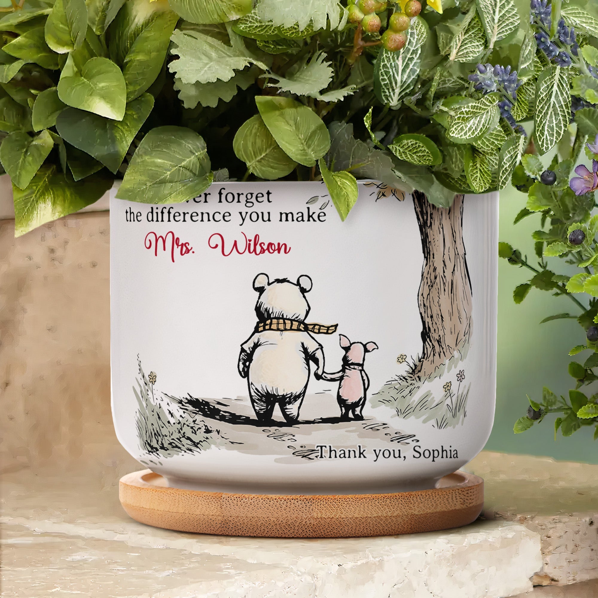 Never Forget The Difference You Make Thank You Teacher - Personalized Plant Pot