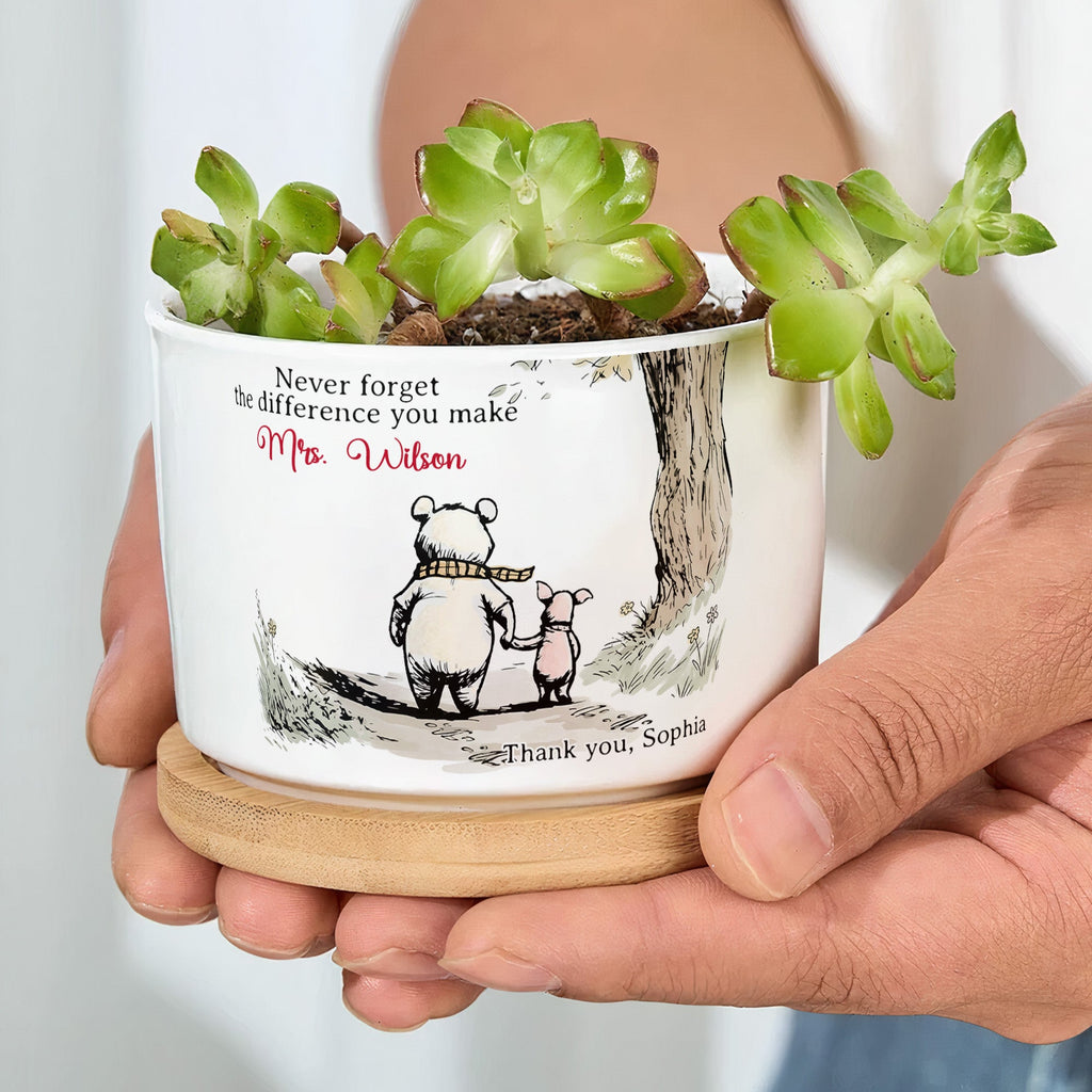 Never Forget The Difference You Make Thank You Teacher - Personalized Plant Pot