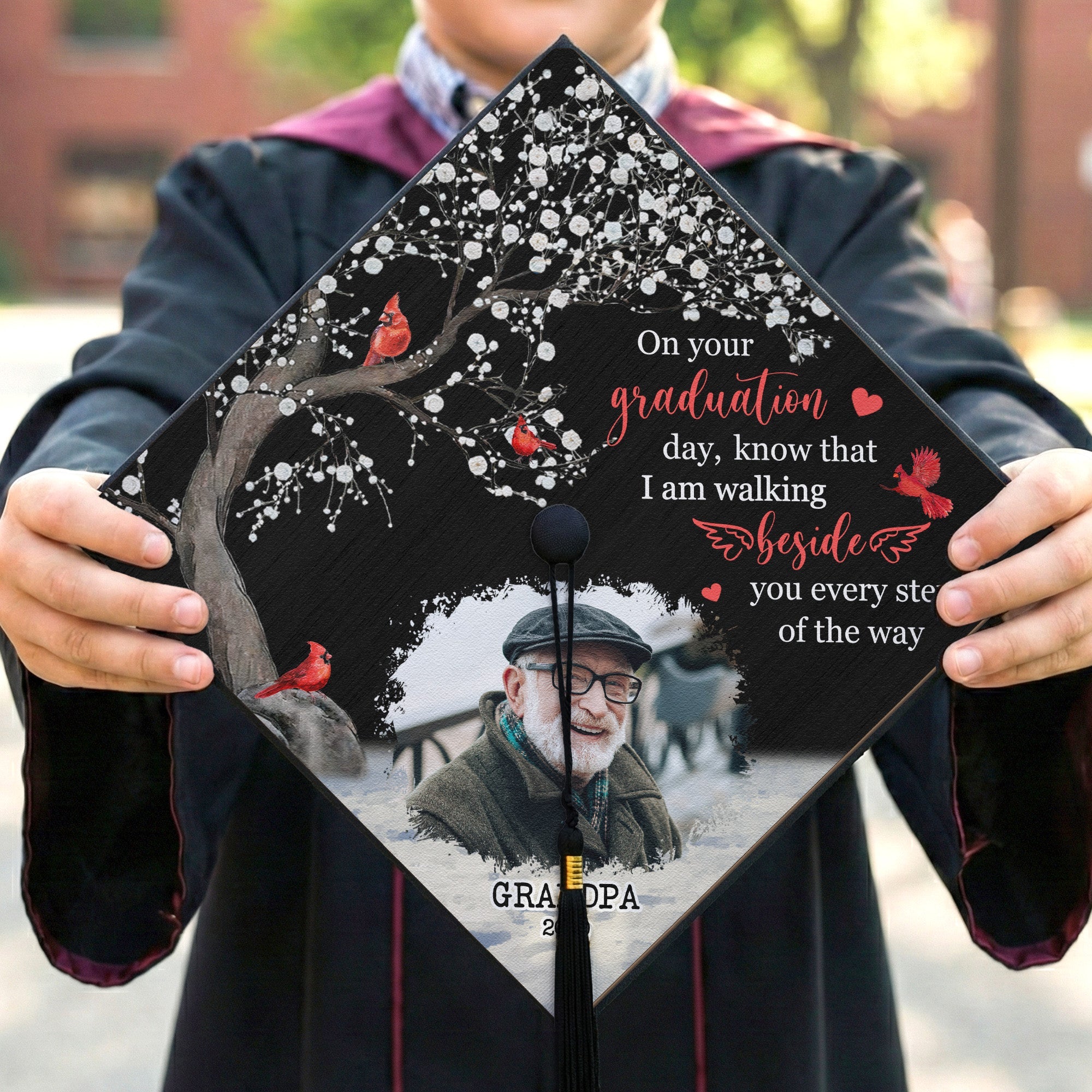On Your Graduation Day Memorial Custom Photo - Personalized Graduation Cap Topper