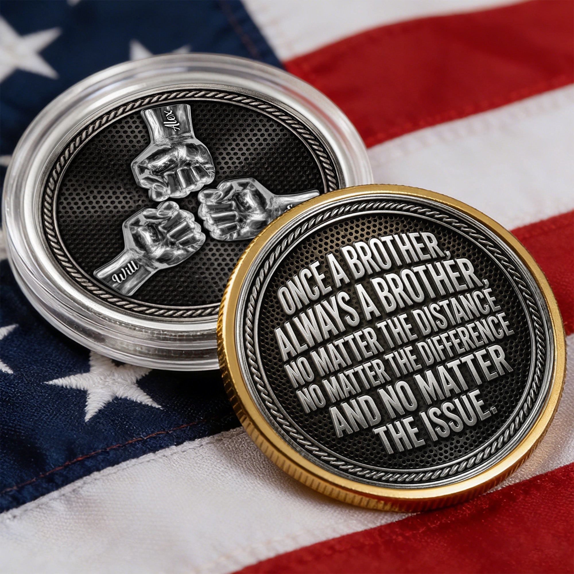 Once A Brother, Always A Brother, No Matter The Distance - Personalized Coin