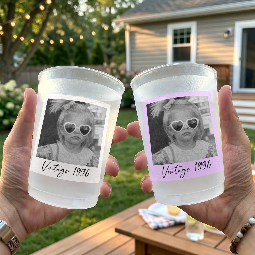 Party Cups Custom Vintage Photo For Birthday Party Favors - Personalized Cups