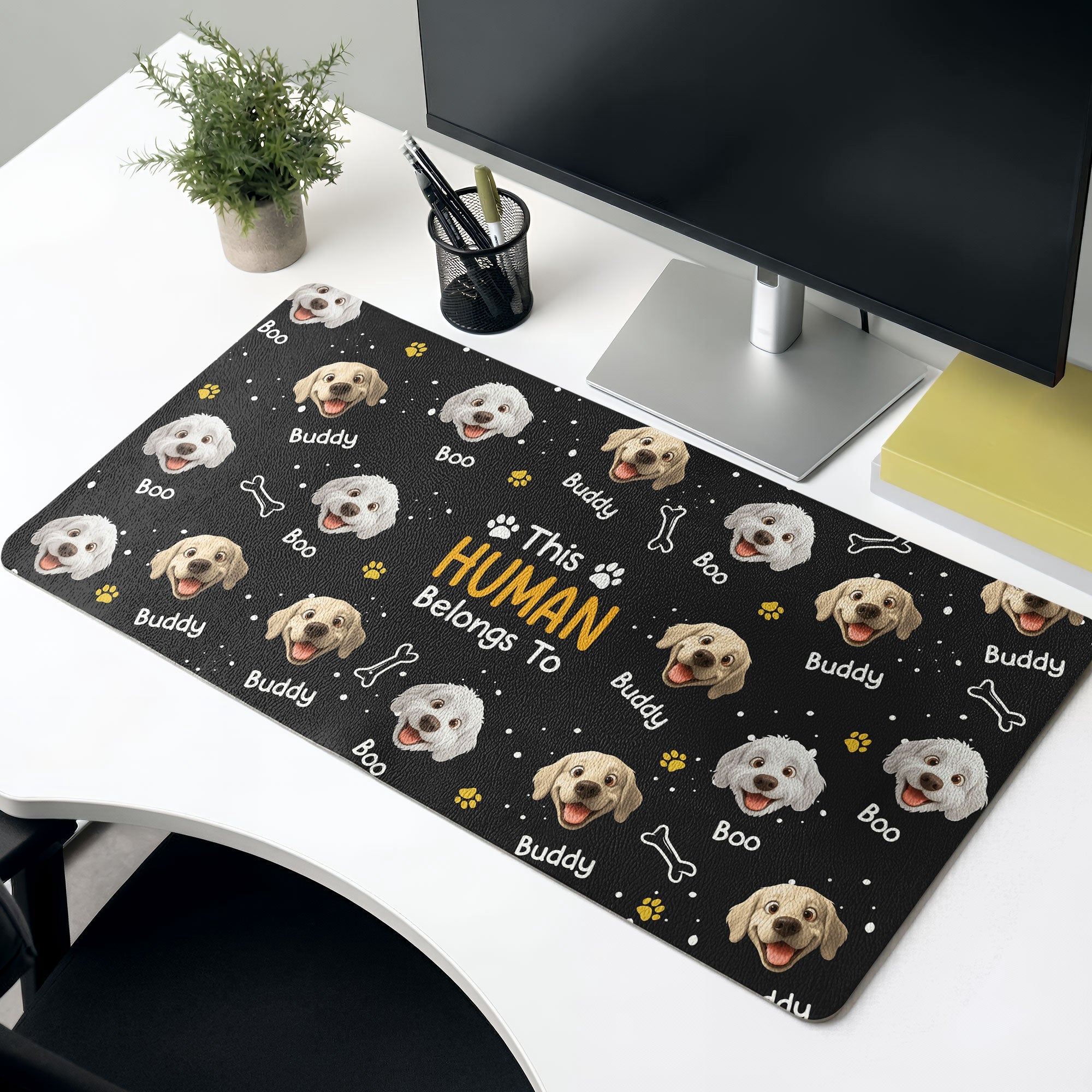 This Human Belongs To - Personalized Desk Mat