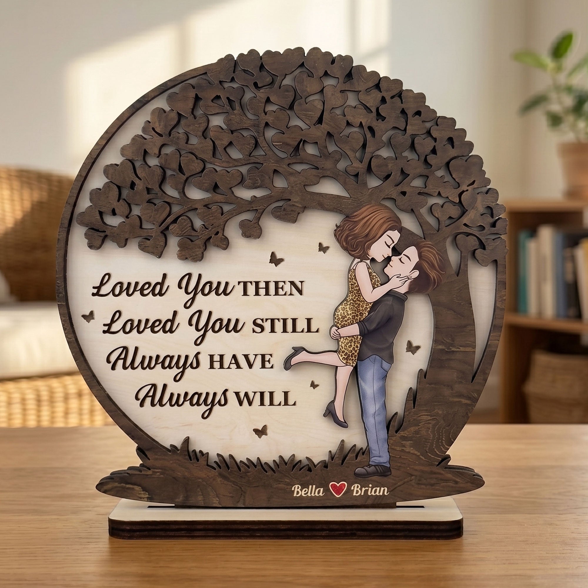 Romantic Couples Under The Moon - Anniversary Gifts For Her - Personalized Wooden Plaque