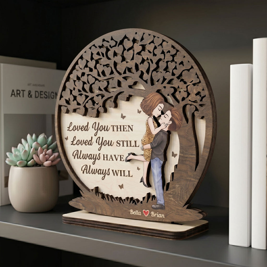 Romantic Couples Under The Moon - Anniversary Gifts For Her - Personalized Wooden Plaque