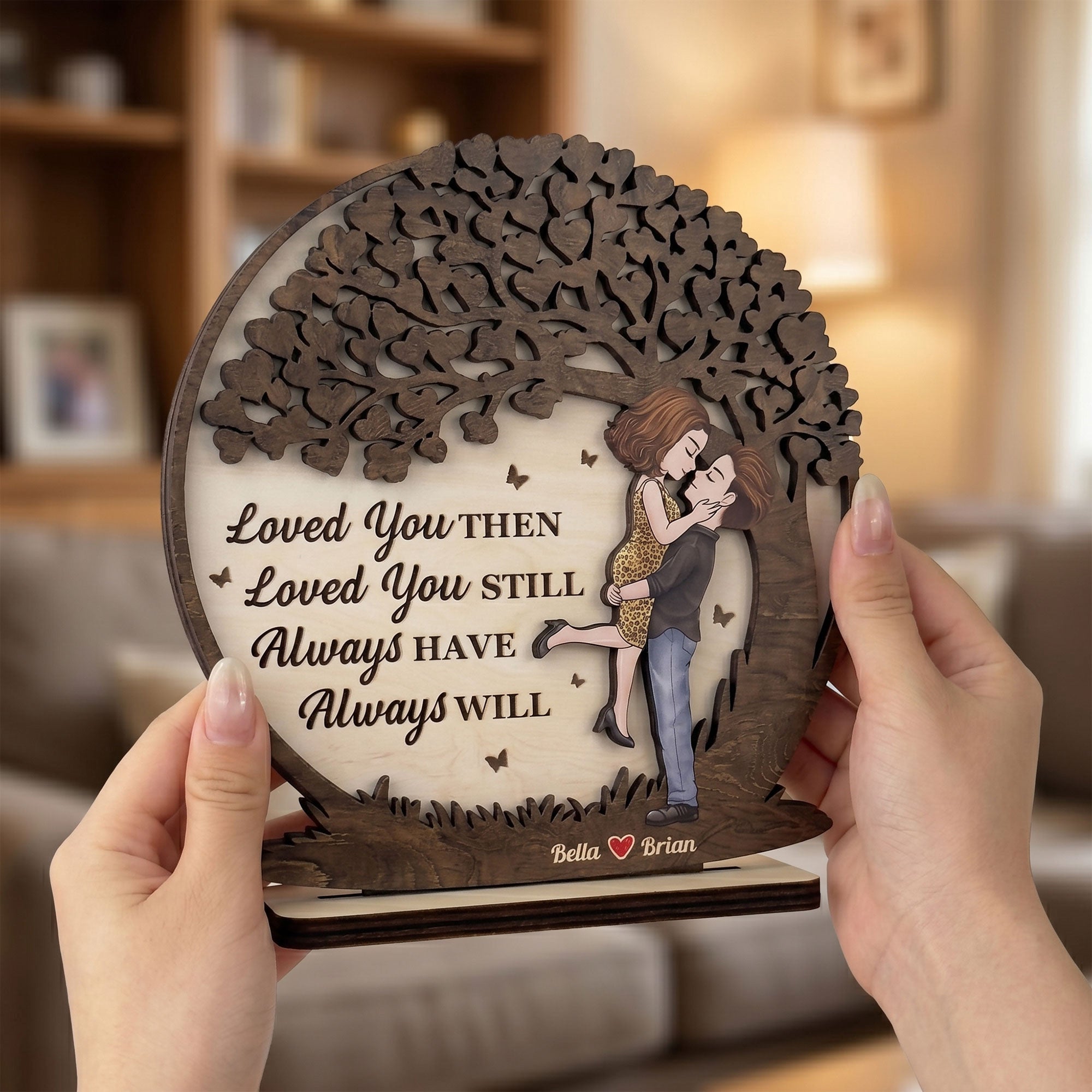Romantic Couples Under The Moon - Anniversary Gifts For Her - Personalized Wooden Plaque