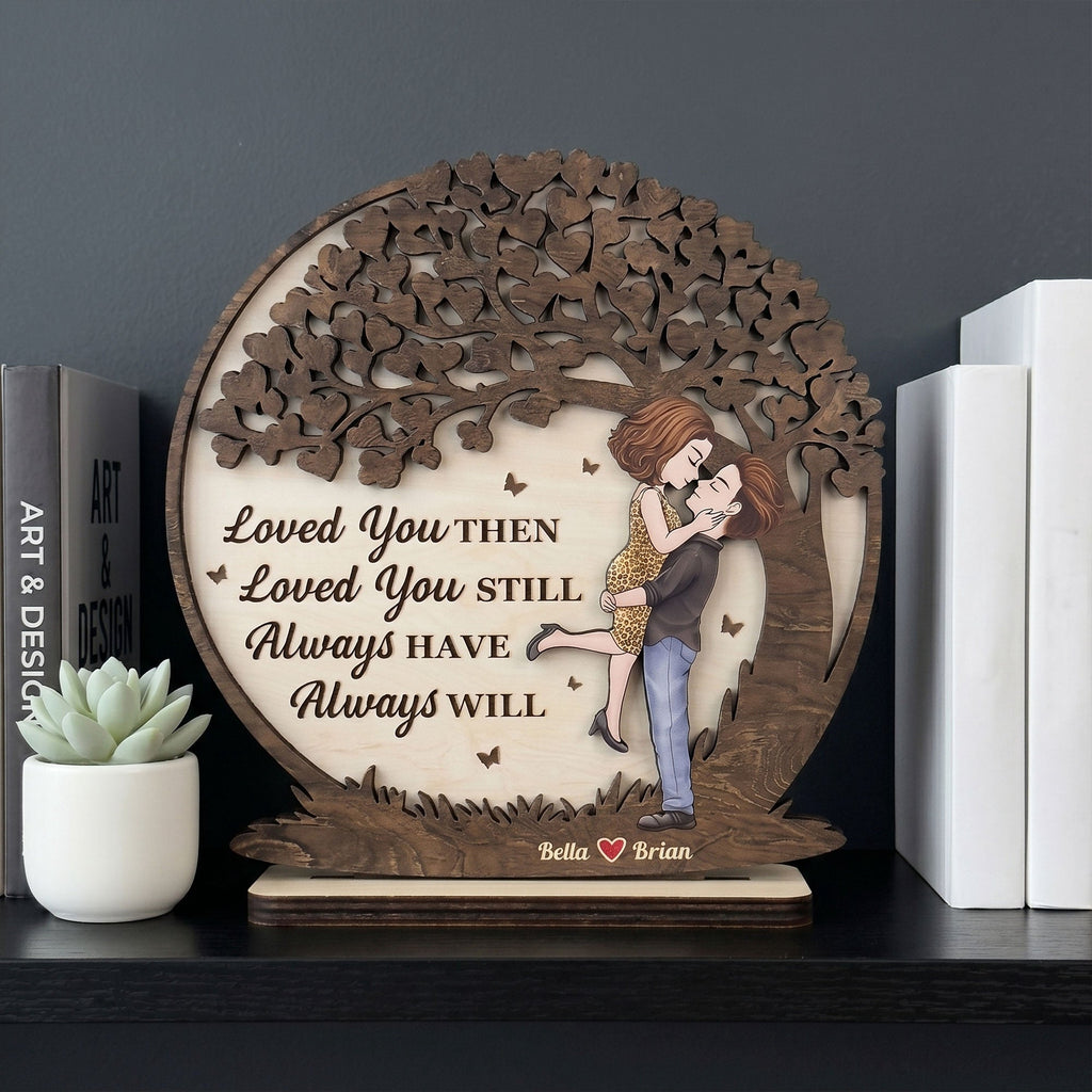 Romantic Couples Under The Moon - Anniversary Gifts For Her - Personalized Wooden Plaque