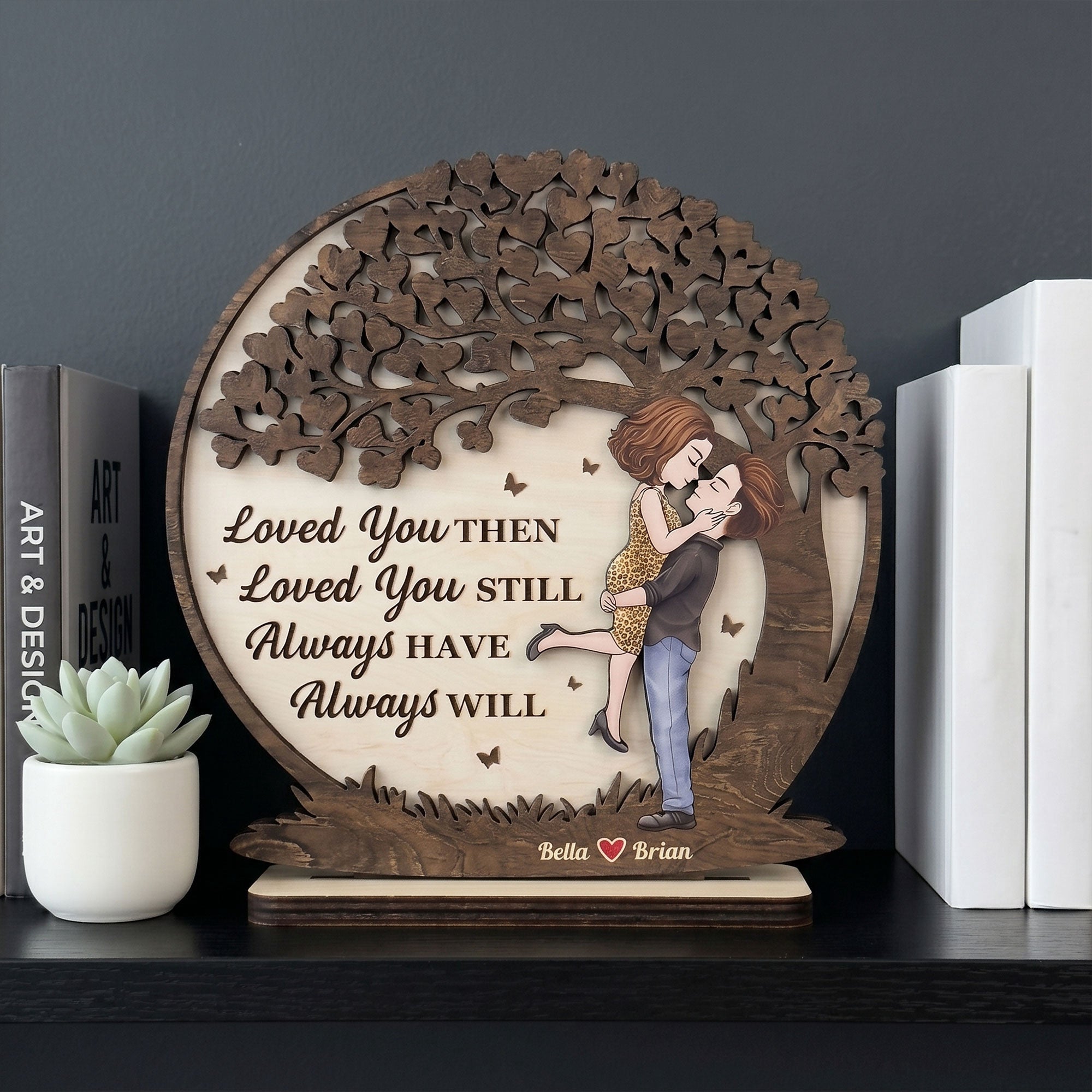 Romantic Couples Under The Moon - Anniversary Gifts For Her - Personalized Wooden Plaque