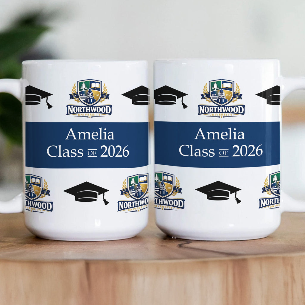 School Logo, High School Logo, Club Logo Graduation Photo - Personalized Mug