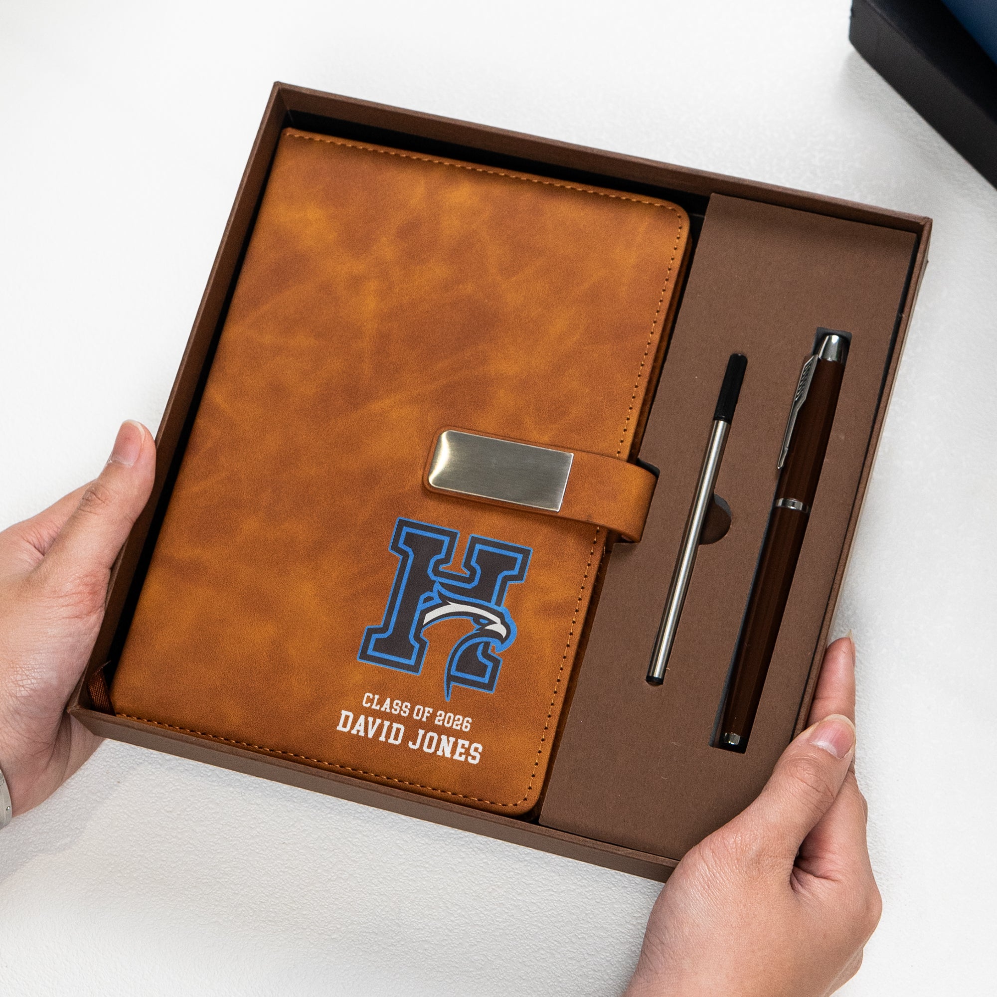 School Logo, High School Logo, Club Logo Graduation Photo - Personalized Notebook Set
