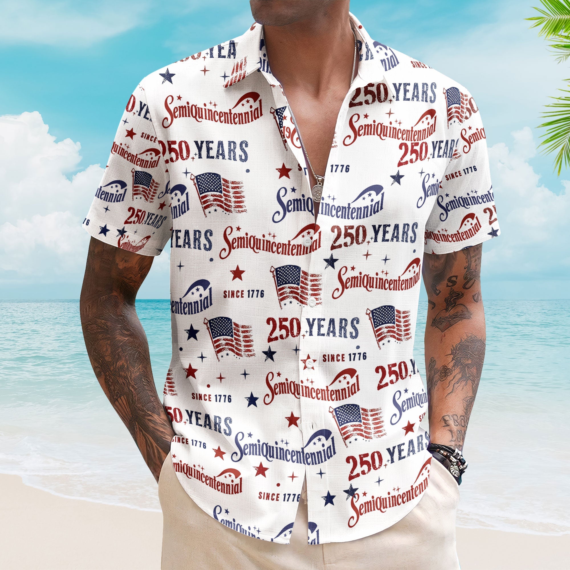 Semiquincentennial USA 250Th Anniversary Retro Flag - Personalized Hawaiian Shirt