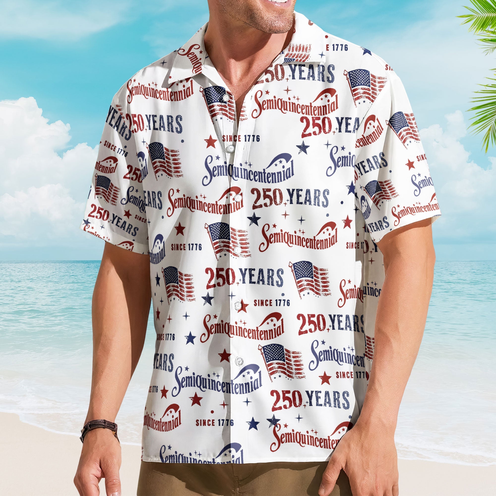 Semiquincentennial USA 250Th Anniversary Retro Flag - Personalized Hawaiian Shirt