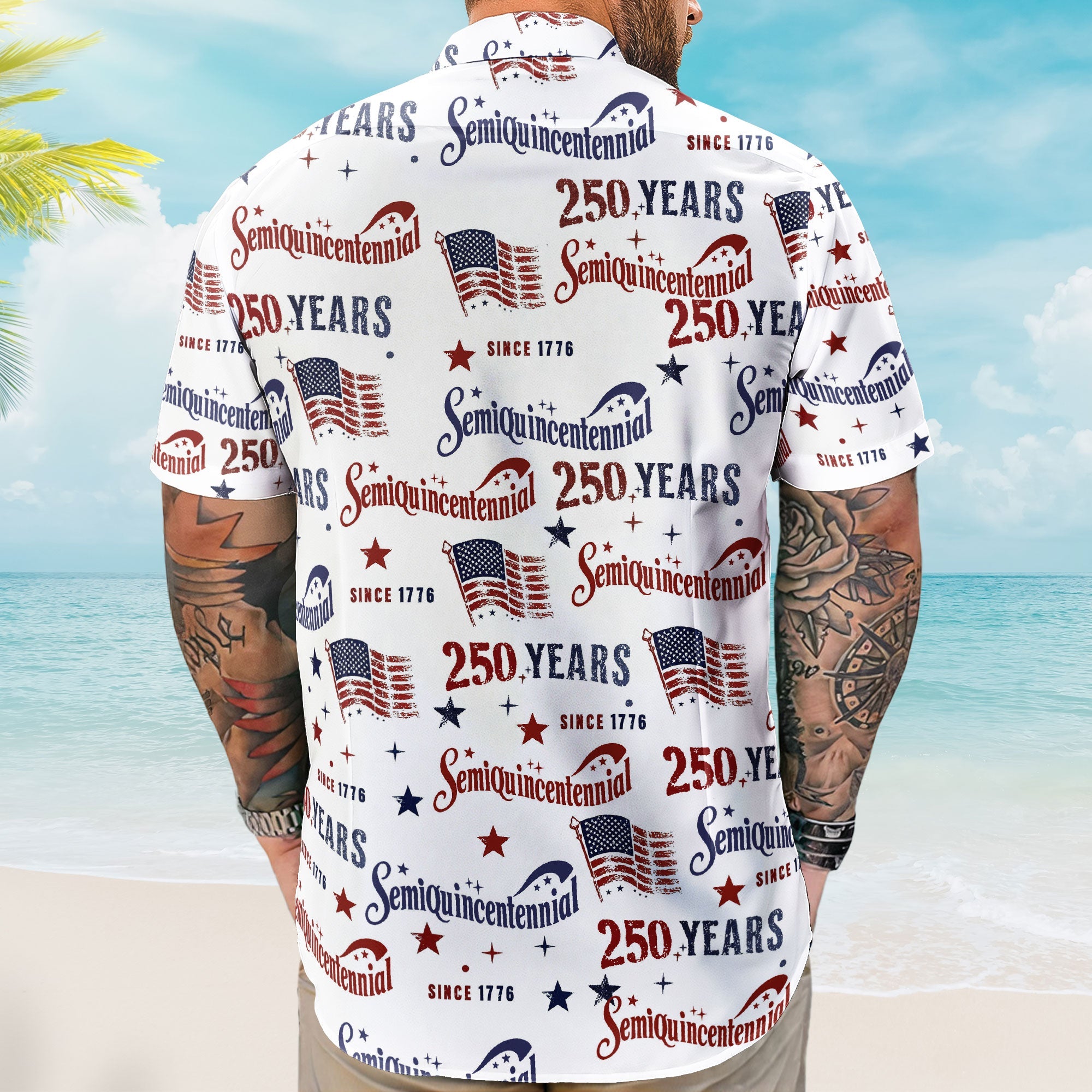 Semiquincentennial USA 250Th Anniversary Retro Flag - Personalized Hawaiian Shirt