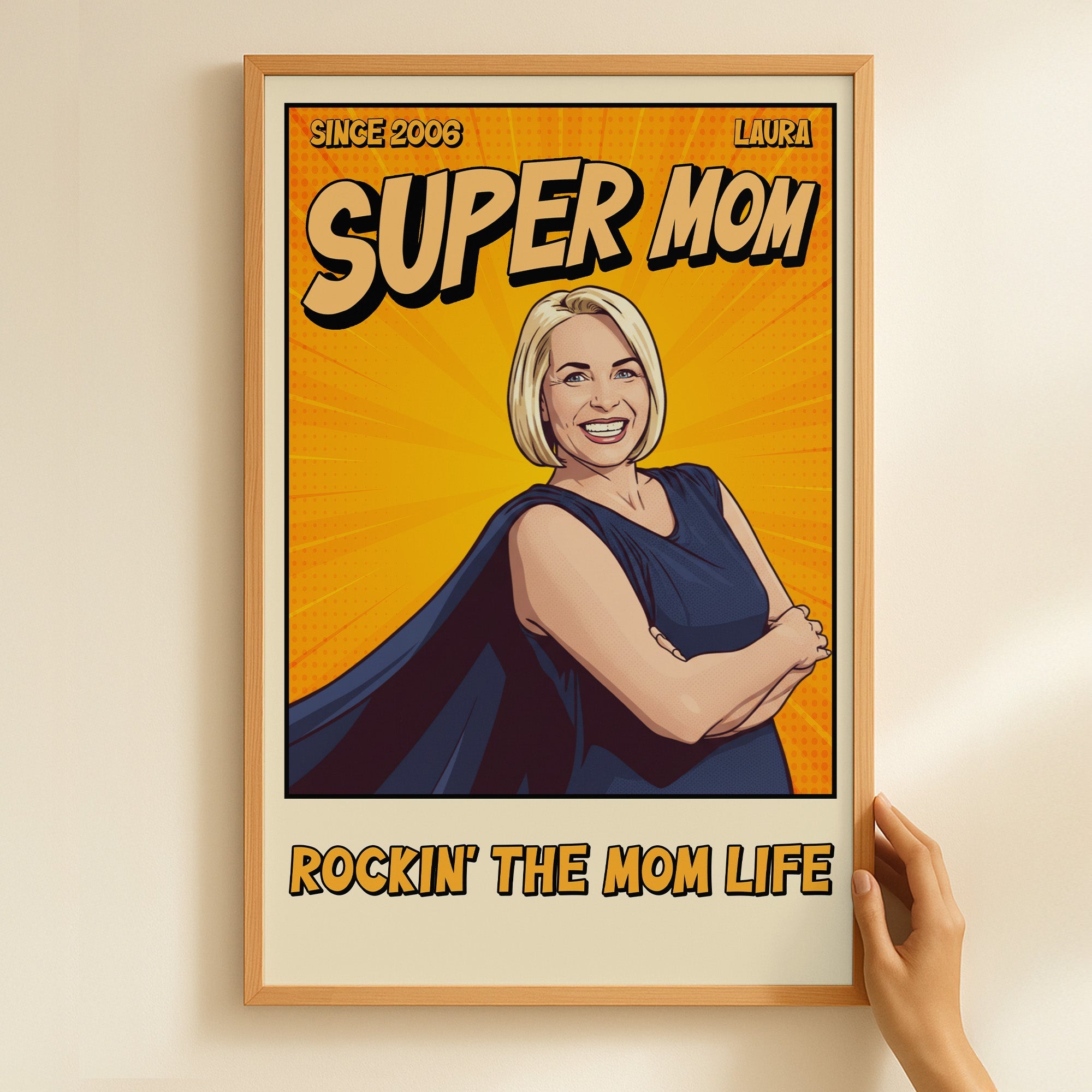 Mother's Day Gifts, Father's Day Gifts, Super Mom Dad Vintage Retro Art Comic Cover - Personalized Poster