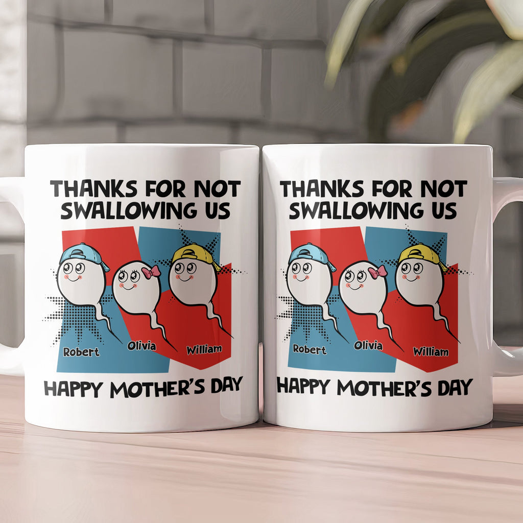Mother's Day Gifts, Thanks For Not Swallowing Us - Vintage Version - Personalized Mug