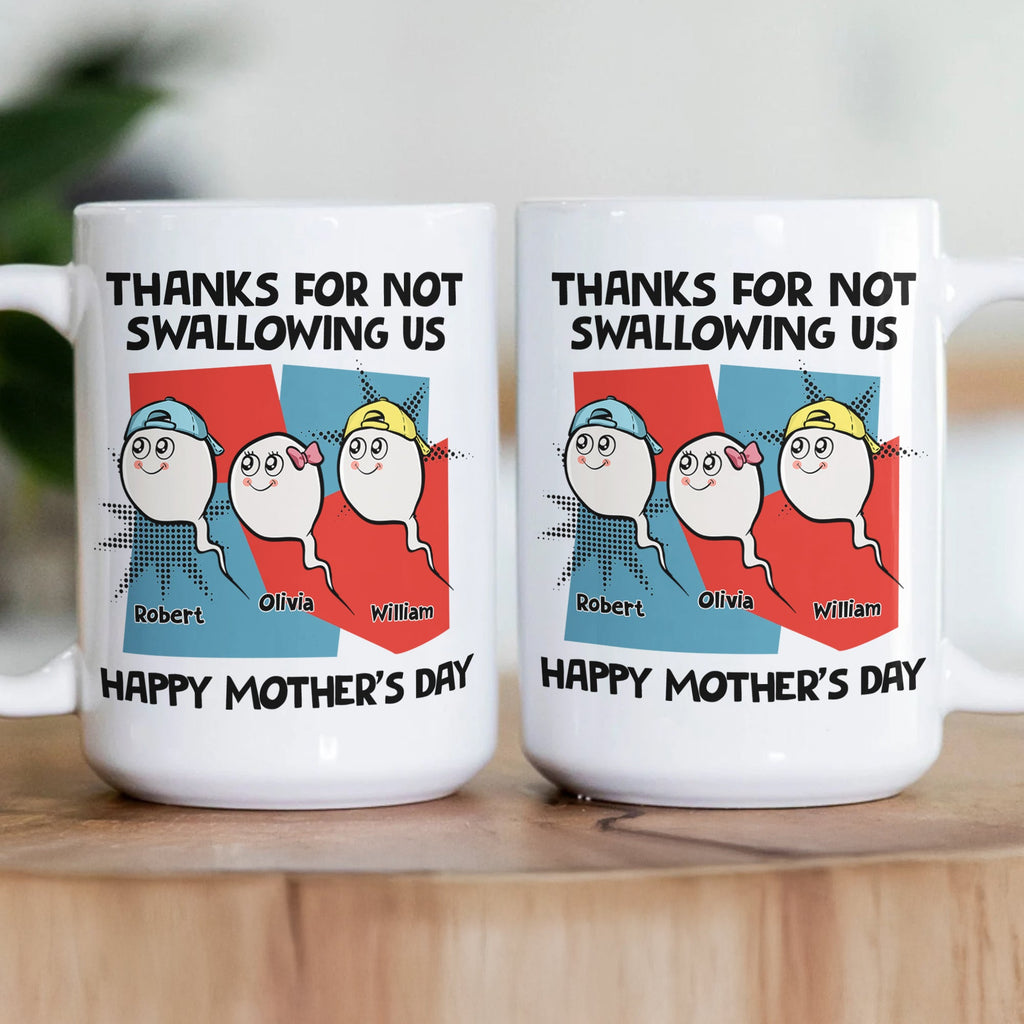 Mother's Day Gifts, Thanks For Not Swallowing Us - Vintage Version - Personalized Mug