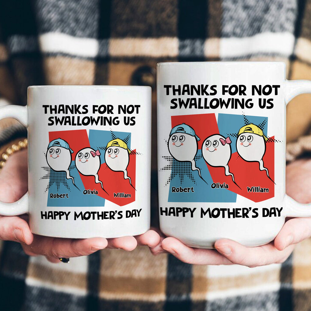 Mother's Day Gifts, Thanks For Not Swallowing Us - Vintage Version - Personalized Mug