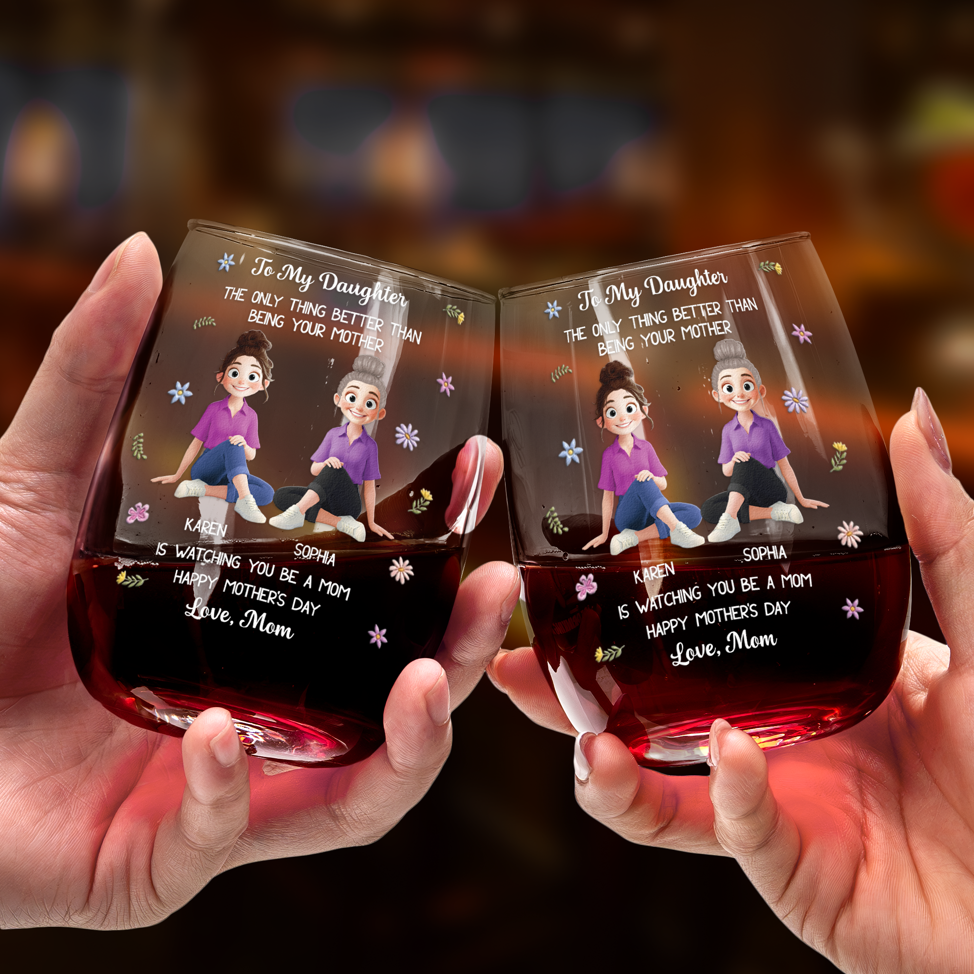 Mother's Day Gifts, The Only Thing Better Than Being Your Mother Is Watching You Be A Mom - Personalized Wine Glass
