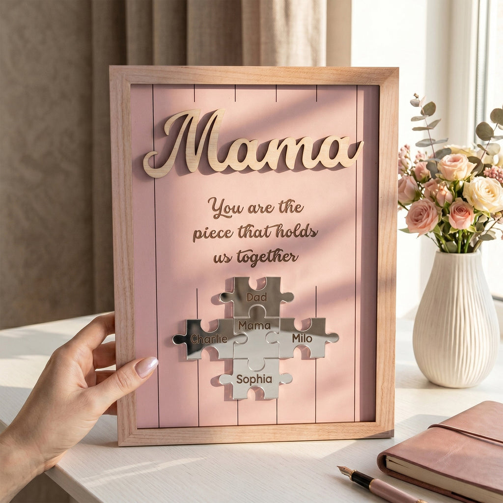 Mother's Day Gifts, The Piece That Holds Us Together Mother's Day Gift New Version - Personalized Wooden Plaque