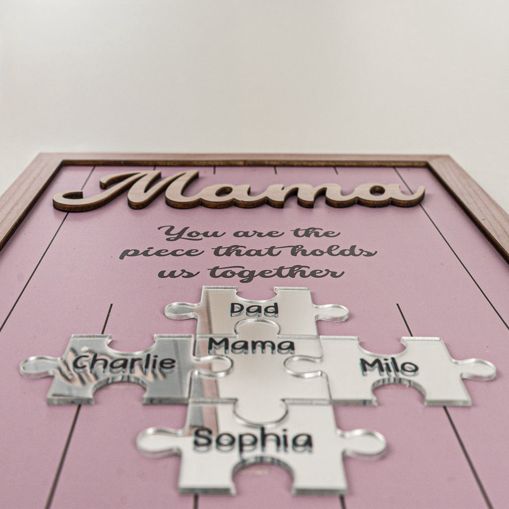 Mother's Day Gifts, The Piece That Holds Us Together Mother's Day Gift New Version - Personalized Wooden Plaque