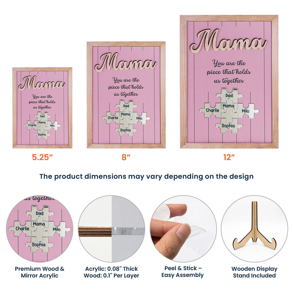 Mother's Day Gifts, The Piece That Holds Us Together Mother's Day Gift New Version - Personalized Wooden Plaque