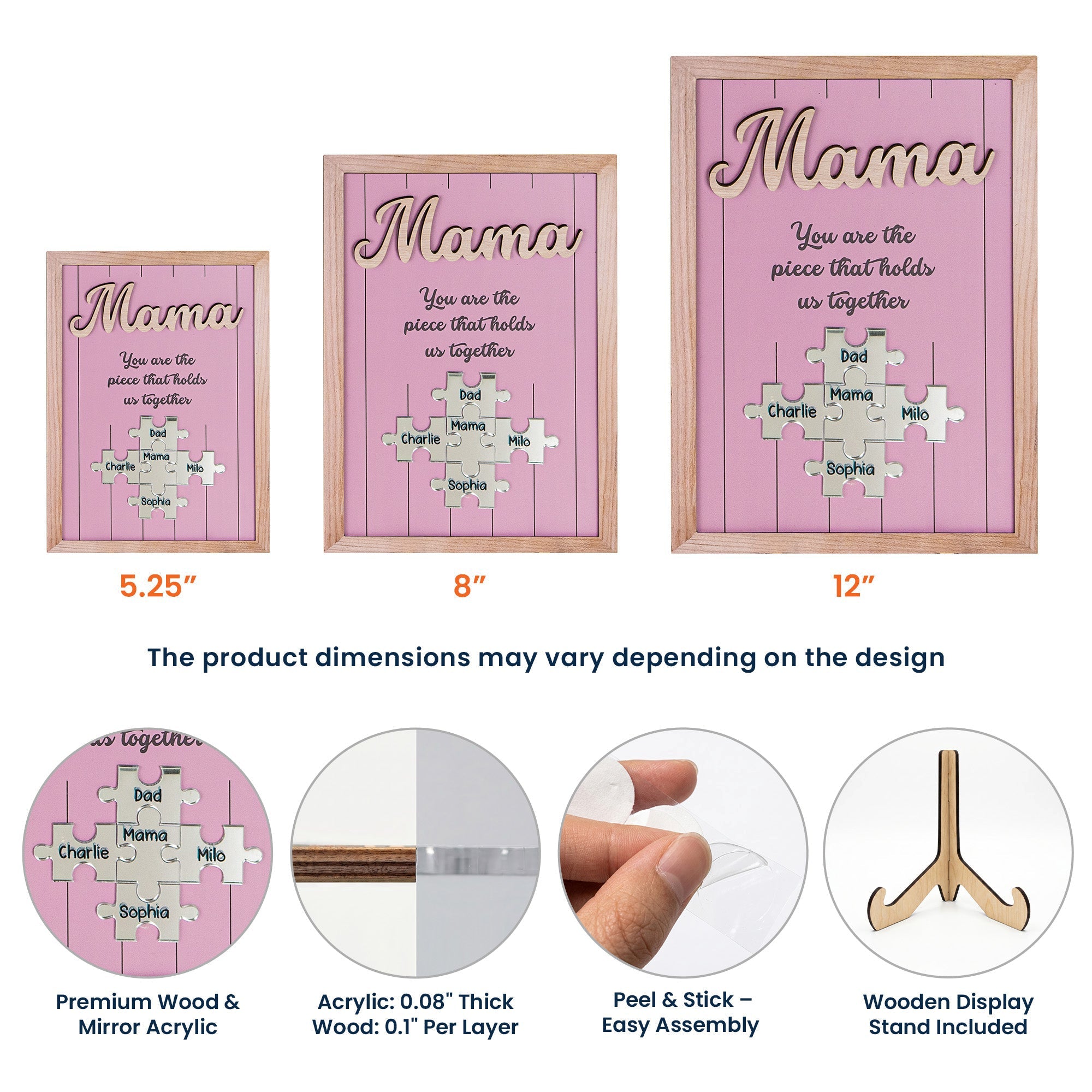 Mother's Day Gifts, The Piece That Holds Us Together Mother's Day Gift New Version - Personalized Wooden Plaque