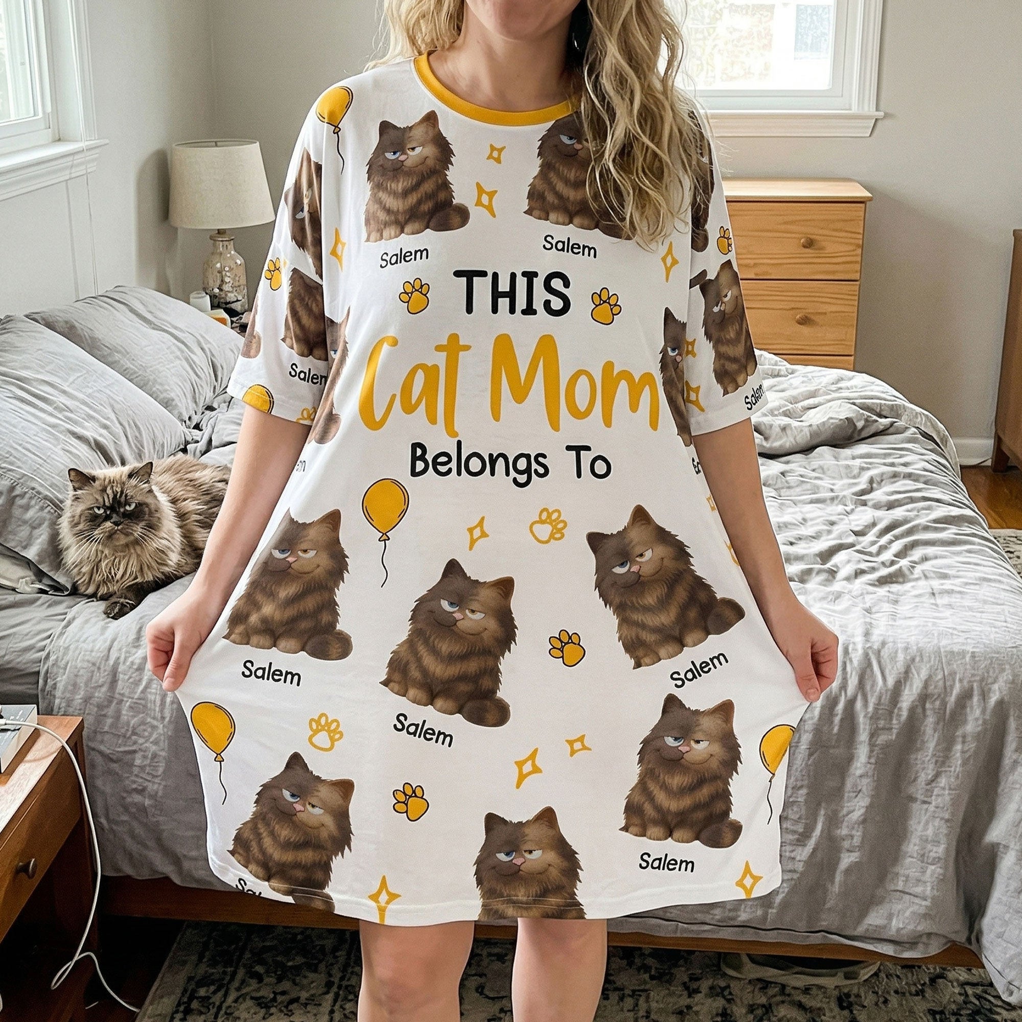 This Cat Mom Belongs To - Personalized Sleep Tee