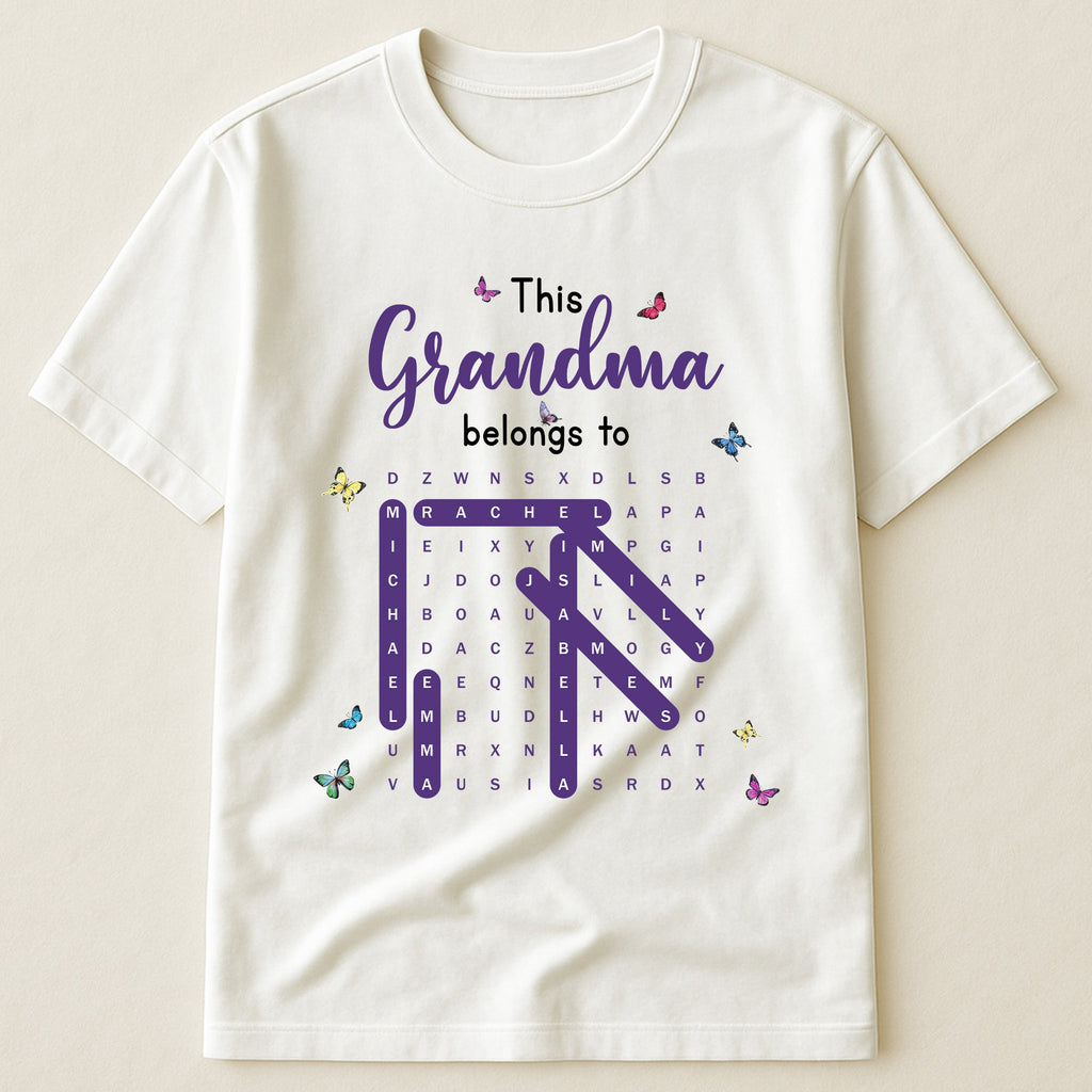 Mother's Day Gifts, This Grandma Belongs To Word Search - Personalized Shirt
