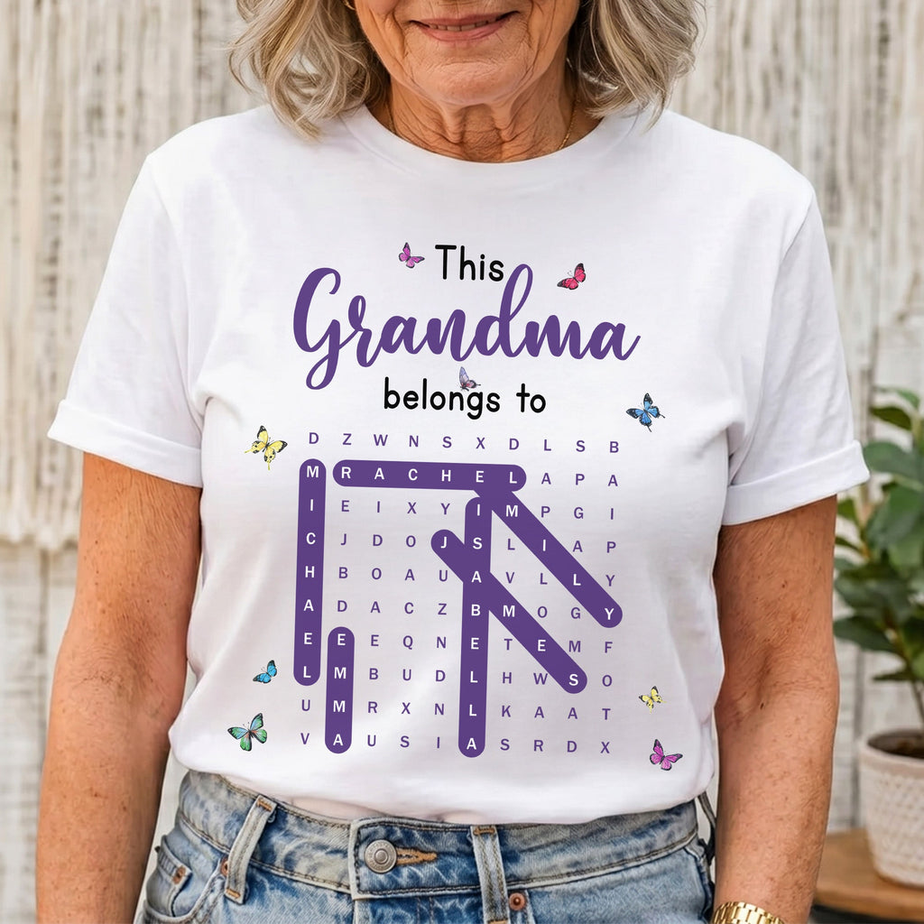 Mother's Day Gifts, This Grandma Belongs To Word Search - Personalized Shirt