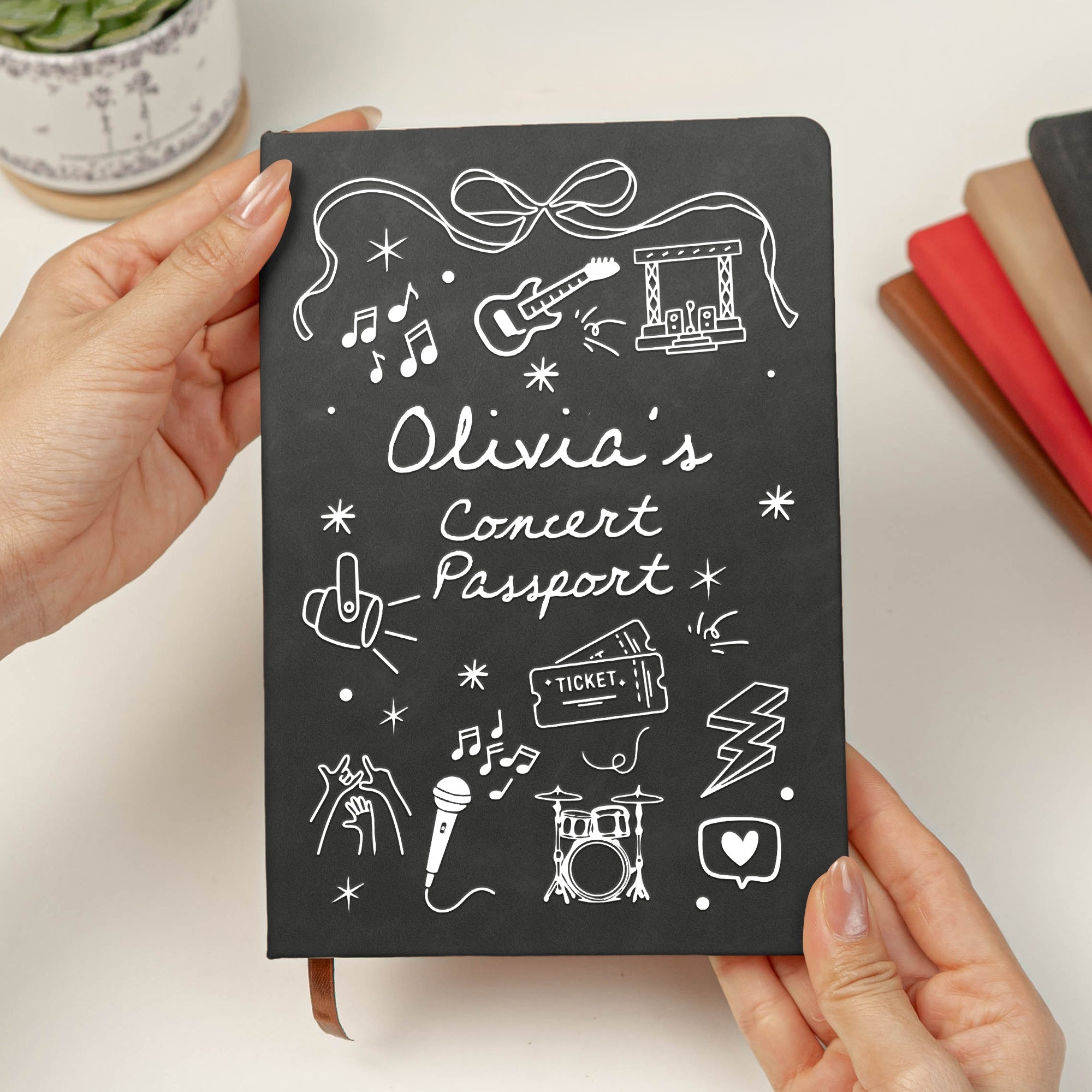 Ticket Keepsake Concert Souvenir Journal For Music Lovers, Daughter, Friends - Personalized Leather Journal