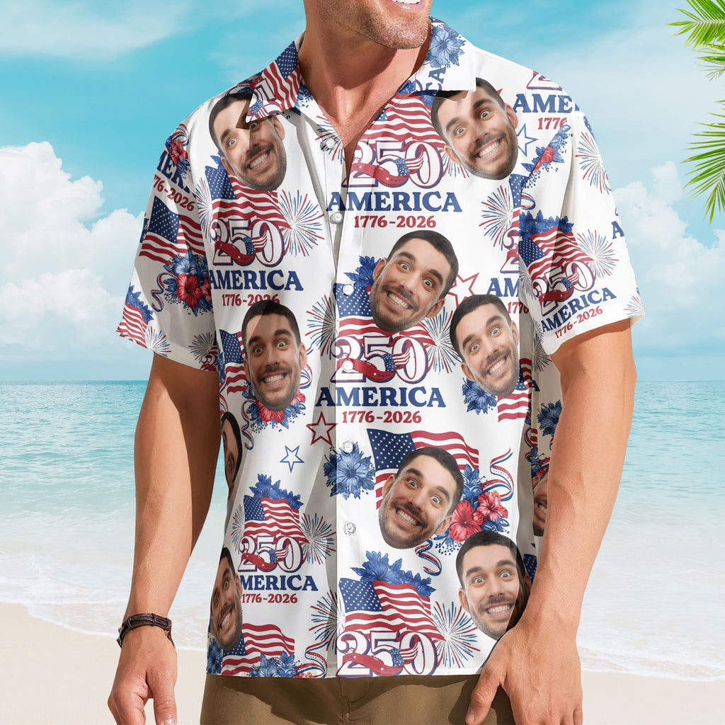 Usa 250th Anniversary Semiquincentennial Custom Photo - Personalized Hawaiian Shirt