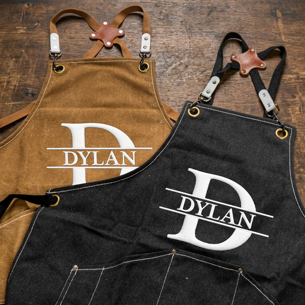 Vintage Monogram, Custom Name Gift For Him - Personalized Apron