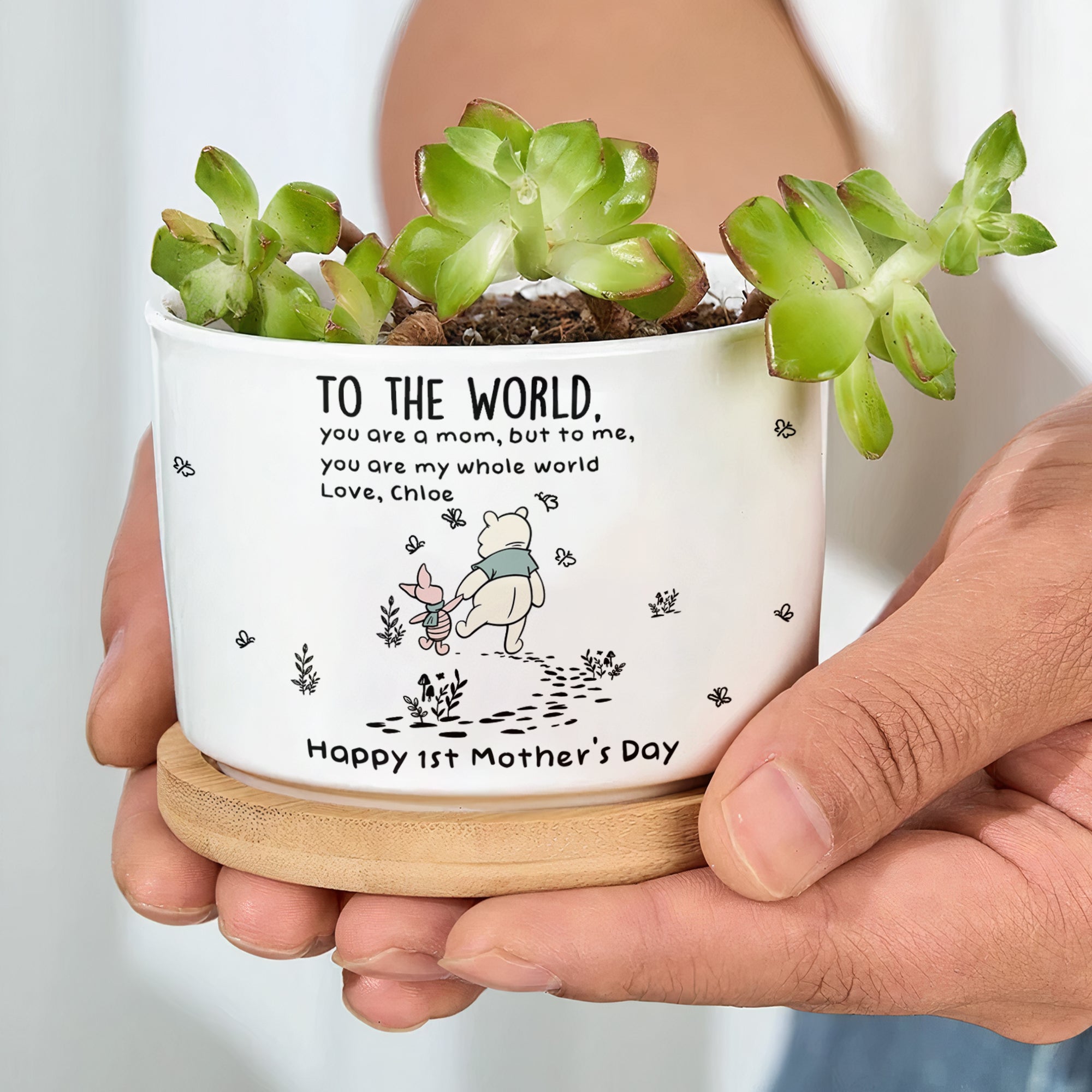 Mother's Day Gifts, You Are My Whole World - 1st Mother'S Day Gift For Her, Wife, Daughter, Mom - Personalized Plant Pot